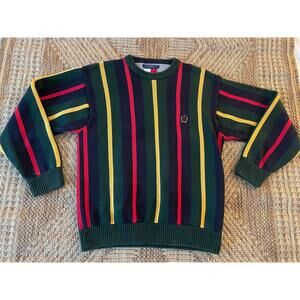 90s y2k Tommy Hilfiger Rugby Bold Stripe Crewneck Sweater SZ L 100%